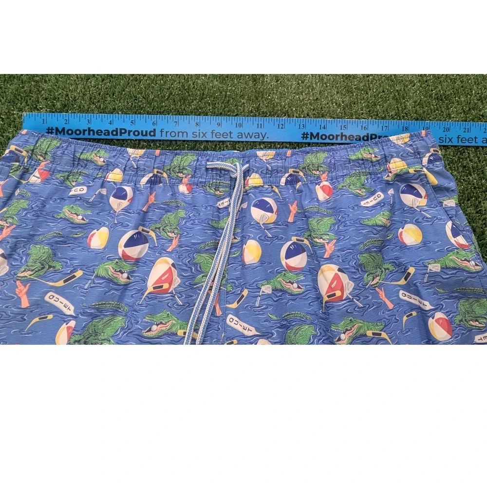 Peter Millar Men's Alligator Beach Ball Swim Trunks Blue XL MS23P15 NEW